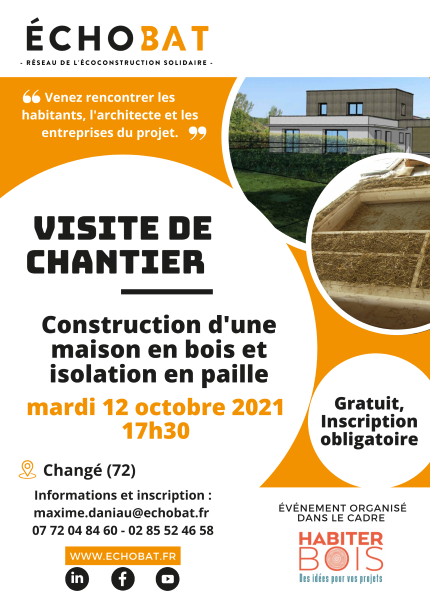 Visite de chantier de maison en ossature bois et isolation en paille